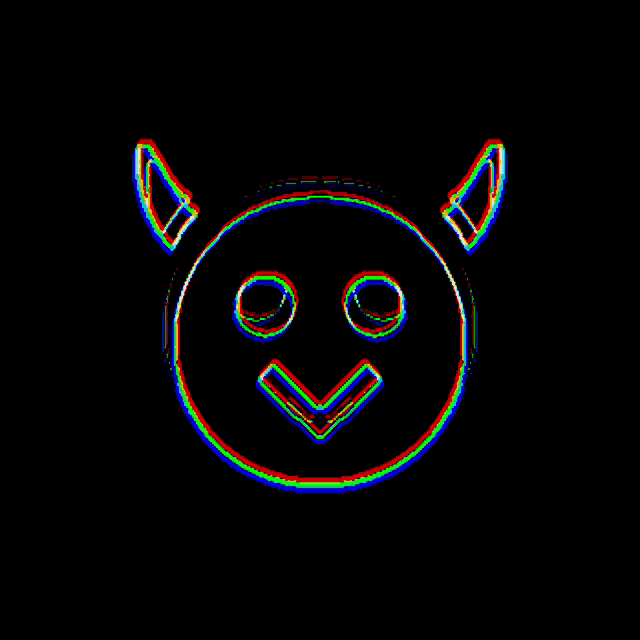 a drawing of a devil with horns and a smiley face