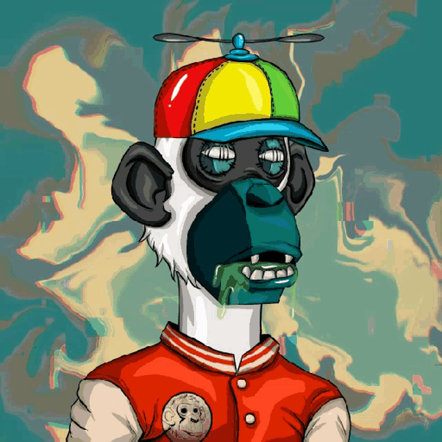 a cartoon of a monkey wearing a hat with a propeller on it