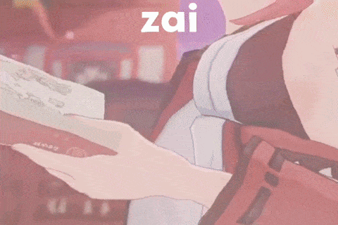 a close up of a person holding a book in their hands with the word zai in the background .