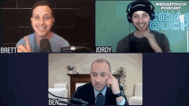 brett jordy and ben are talking on a podcast