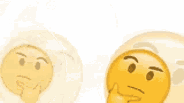 two yellow emojis are sitting next to each other on a white background .