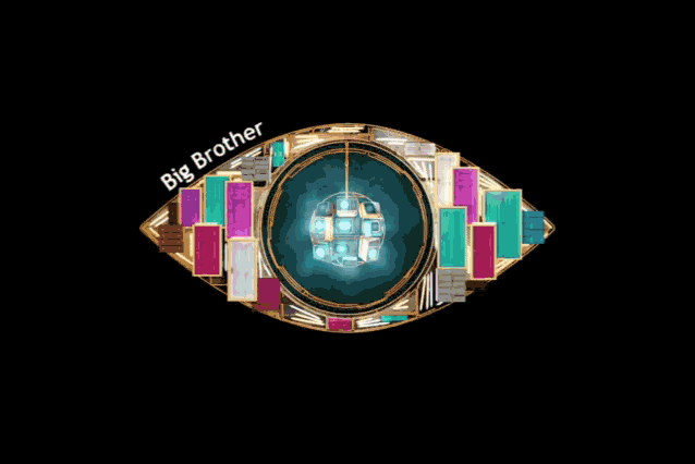 a big brother logo with a disco ball in the middle