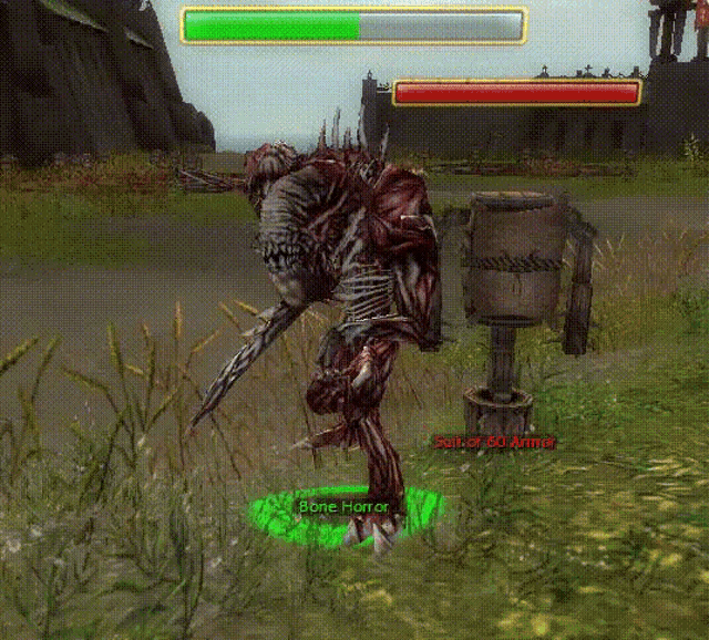 a screenshot of a video game with a monster named bone horror
