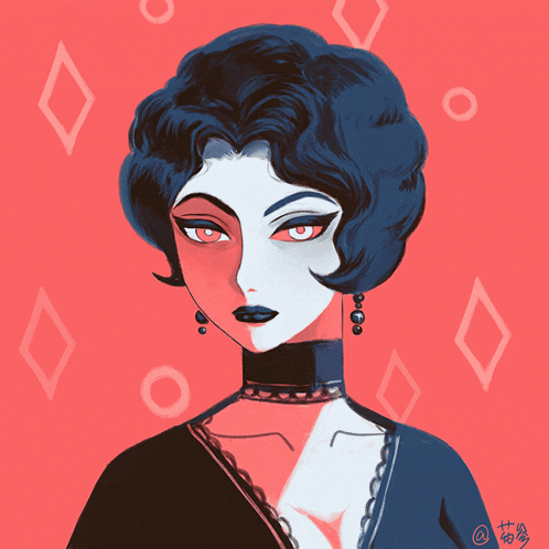 a drawing of a woman with her eyes closed has a watermark that says @