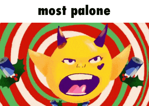 a cartoon character with horns and the words most palone