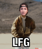 a man wearing a hat and a jacket with the word lfg on it