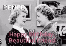 two women are standing next to each other and talking to each other in a black and white photo .