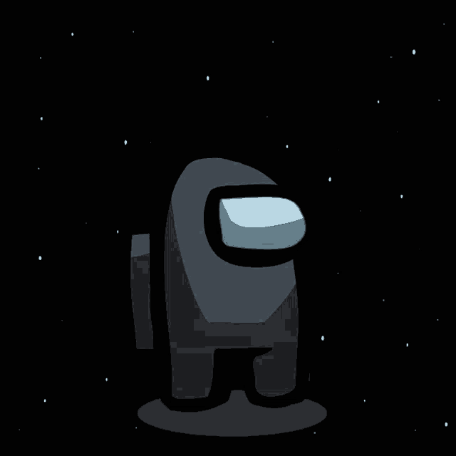 a black among us character with a white glowing eye