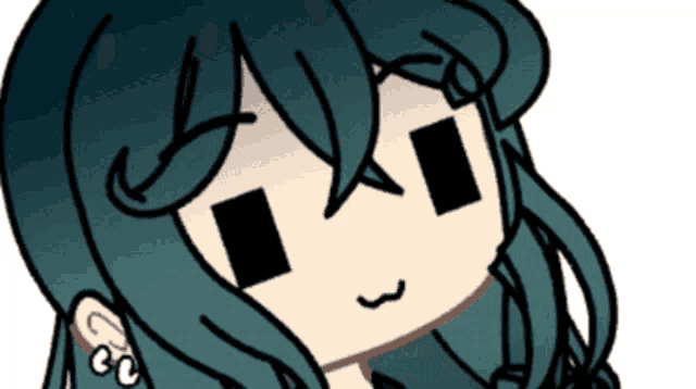 a drawing of a girl with long green hair and earrings