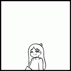 a black and white drawing of a girl standing in a cave looking up .