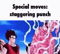 special moves : staggering punch is written on a picture of a cartoon .