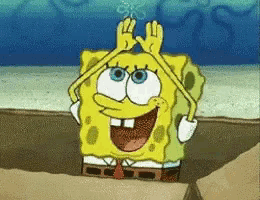 a cartoon of spongebob squarepants making a peace sign