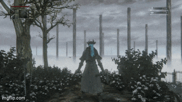 a person in a video game is walking through a foggy forest .