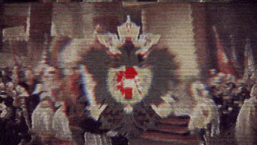 a blurred image of a person with a red cross in the center