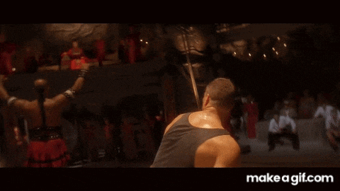 two men are standing next to each other and looking at each other with makeagif.com in the corner