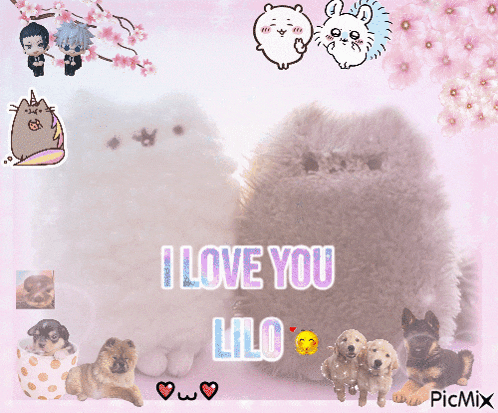 a picture of a stuffed animal with the words i love you lilo on it