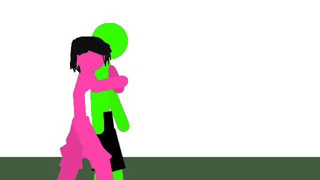 a drawing of a pink and green person laying on their back