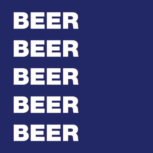 a blue background with beer beer beer beer oysters written in white
