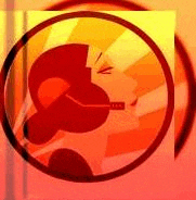 a woman is wearing a headset in a red circle .