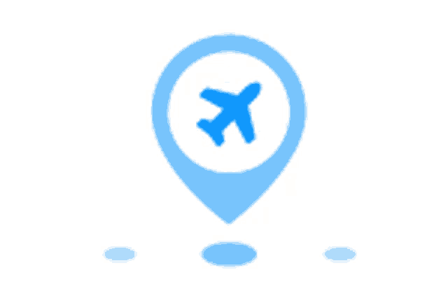 a blue pin with a building inside of it