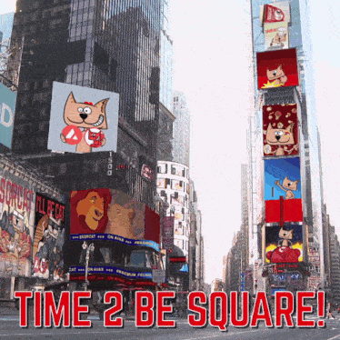 a sign that says time 2 be square is on a city street