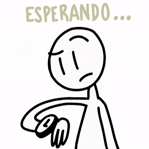 a drawing of a stick figure with the words " esperando " written above it