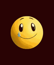 a yellow smiley face with a tear coming out of it 's nose .