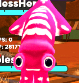 a pink squid in a video game with the number 28171 in the corner