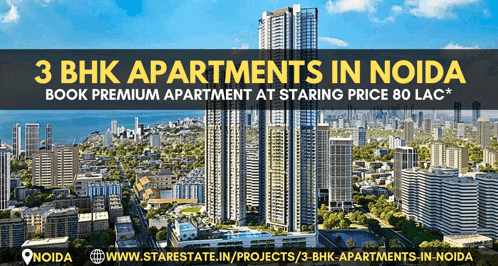an ad for 3 bhk apartments in noida