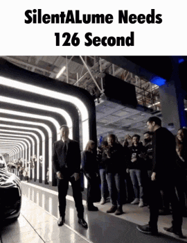 a man in a suit and tie is standing in front of a car with the words silentalume needs 126 second written on the bottom