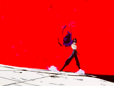 a cartoon of a man being pulled by a purple tornado