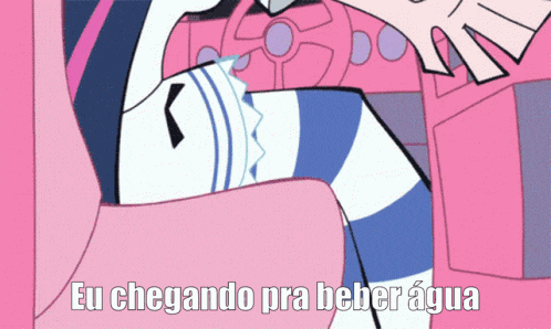 a cartoon of a girl with the words eu chegando pra beber agua