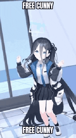 a girl in a school uniform is dancing in a room with a cat .