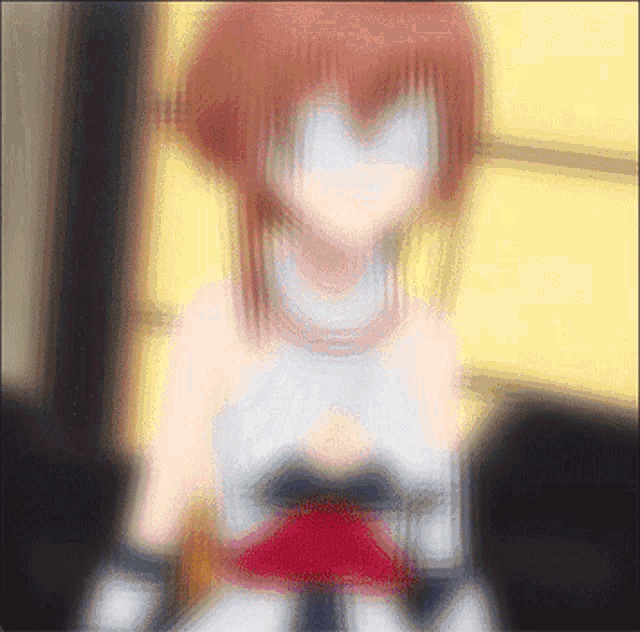 a blurry picture of a girl with a heart shaped face