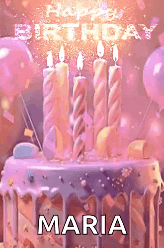 a birthday cake with candles on it and the name maria on it