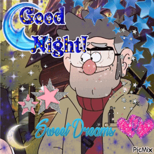 a picture of a cartoon character with the words good night and sweet dreams