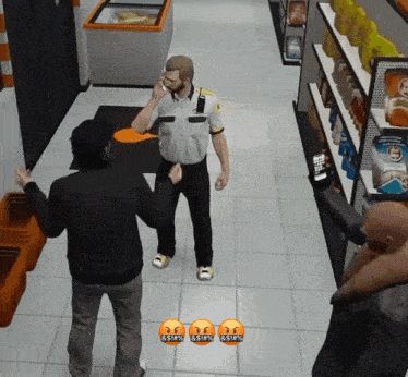 a screenshot of a video game shows a man talking on a phone