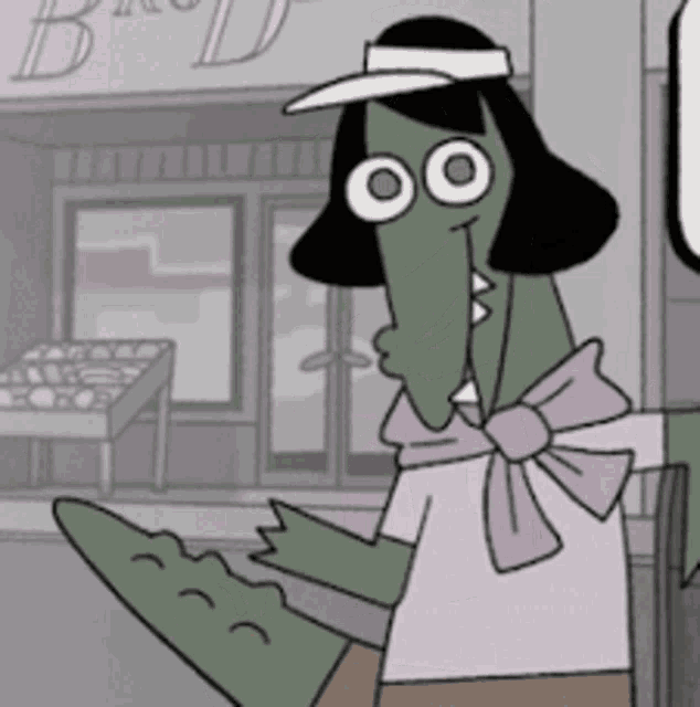 a cartoon drawing of a woman wearing a hat