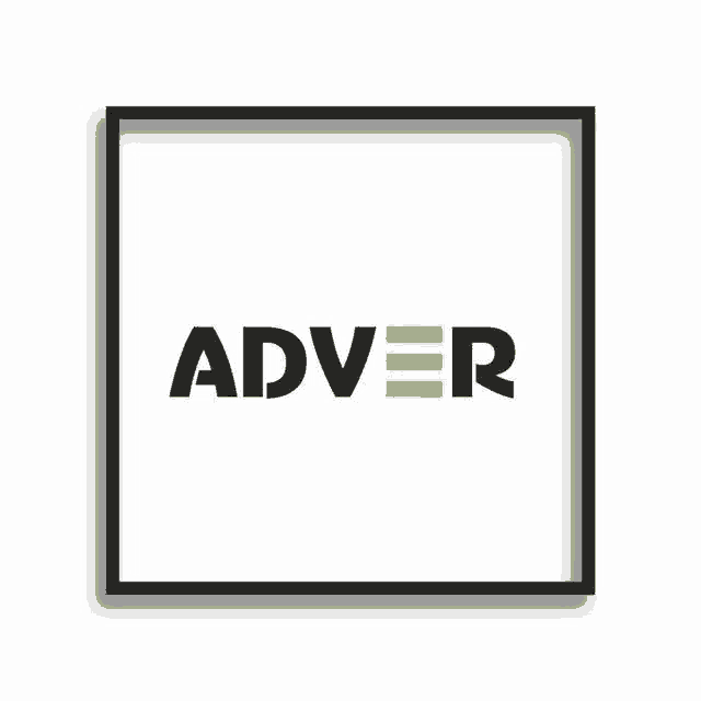 a black and green adver logo in a square frame on a white background