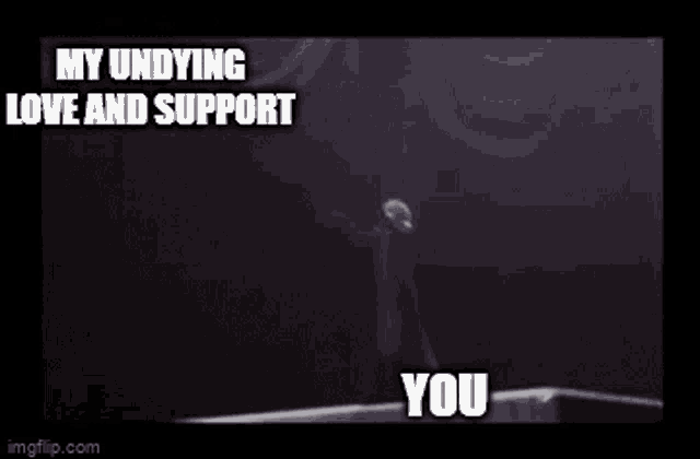 a picture of a smokey background with the words `` my undying love and support you '' .