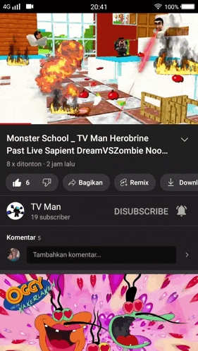 a phone screen shows a video called monster school