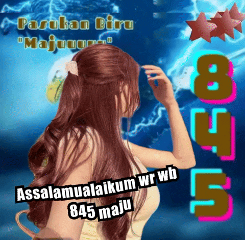 a picture of a woman with long hair and the words " assalamualaikum wr wb 845 maju " on the bottom