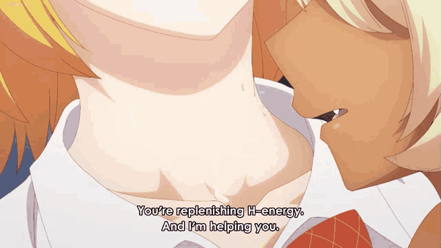a close up of a person 's neck with the words you 're replenishing h-energy and i 'm helping