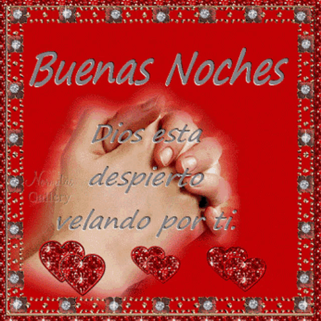 a picture of a couple holding hands with the words " buenas noches dios esta despierto velando por ti "