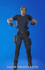 a man is dancing in front of a blue background and holding a star in his hand .