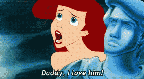 a cartoon of a girl saying " daddy i love him "