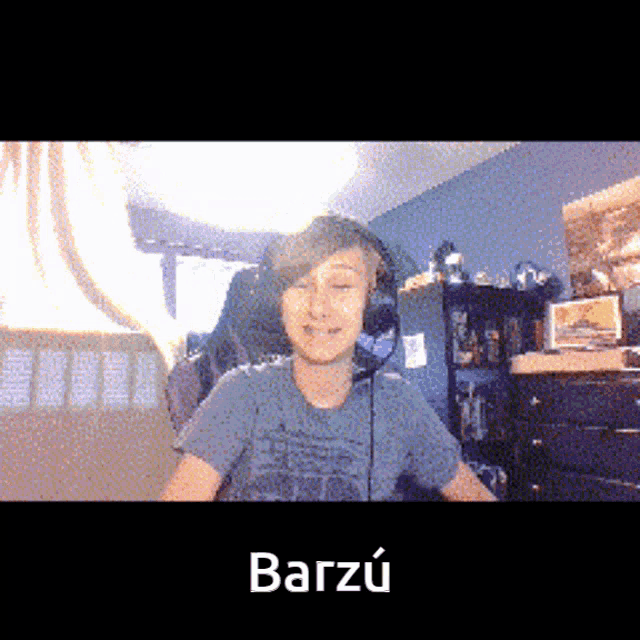 a person wearing headphones with the word barzu on the bottom right