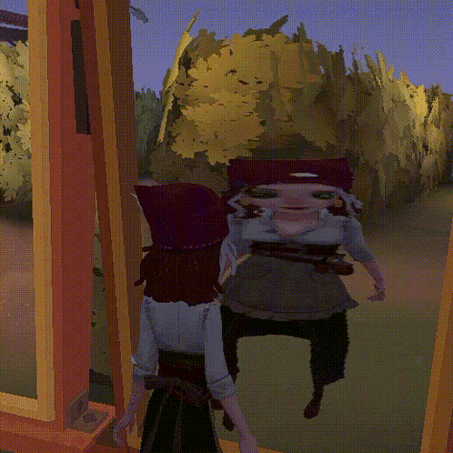 a computer generated image of a woman looking at her reflection