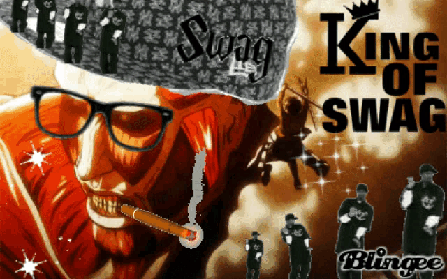 a poster that says king of swag with a man smoking a cigar