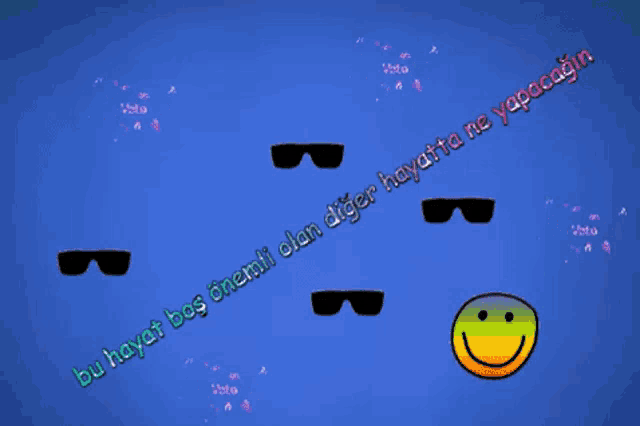 a blue background with sunglasses and a smiley face and the words " vote "